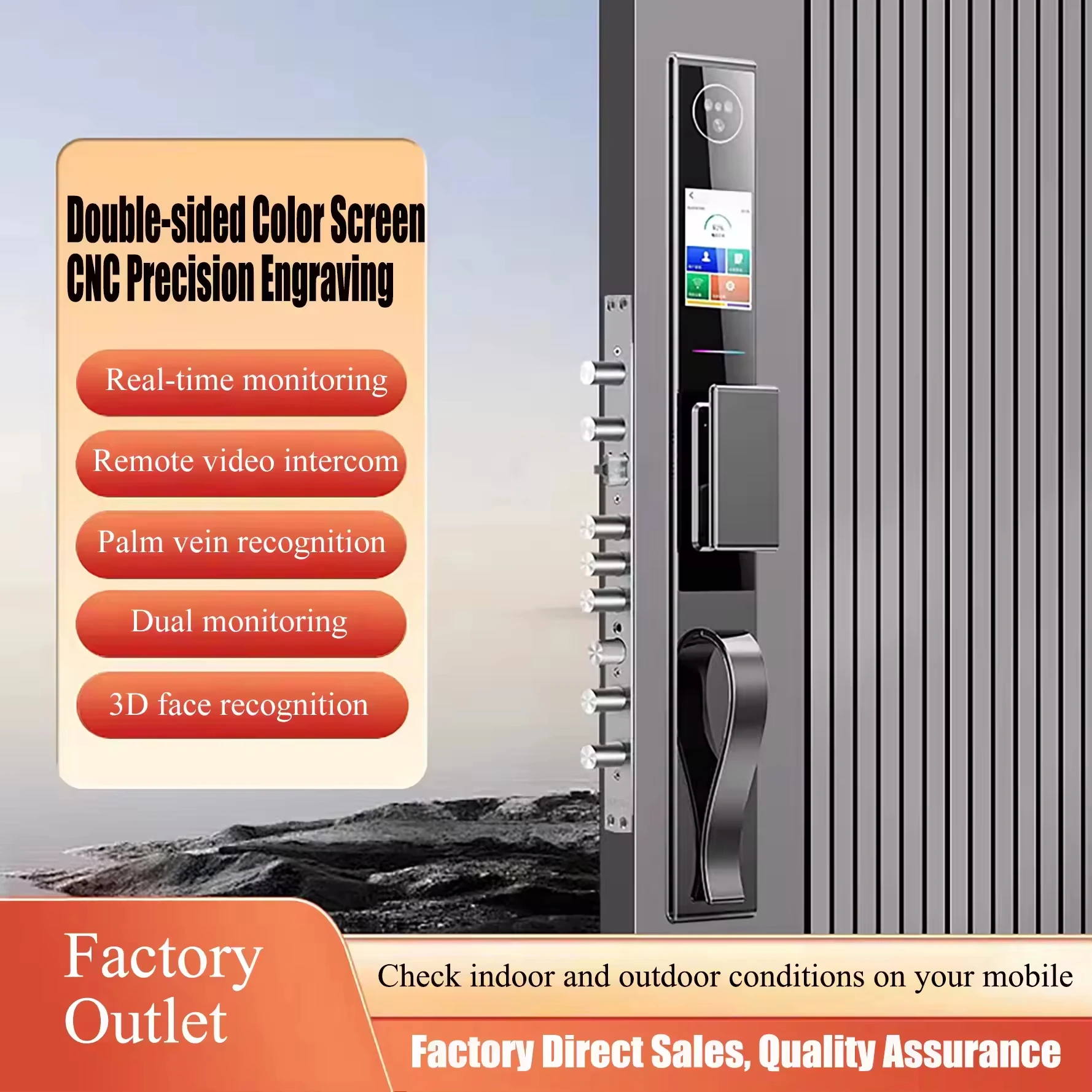 Suoboot Nuovo design Push-Pull Smart Door Lock con Cat's Eye e serratura digitale con fotocamera, adatta a tutti i tipi di porte