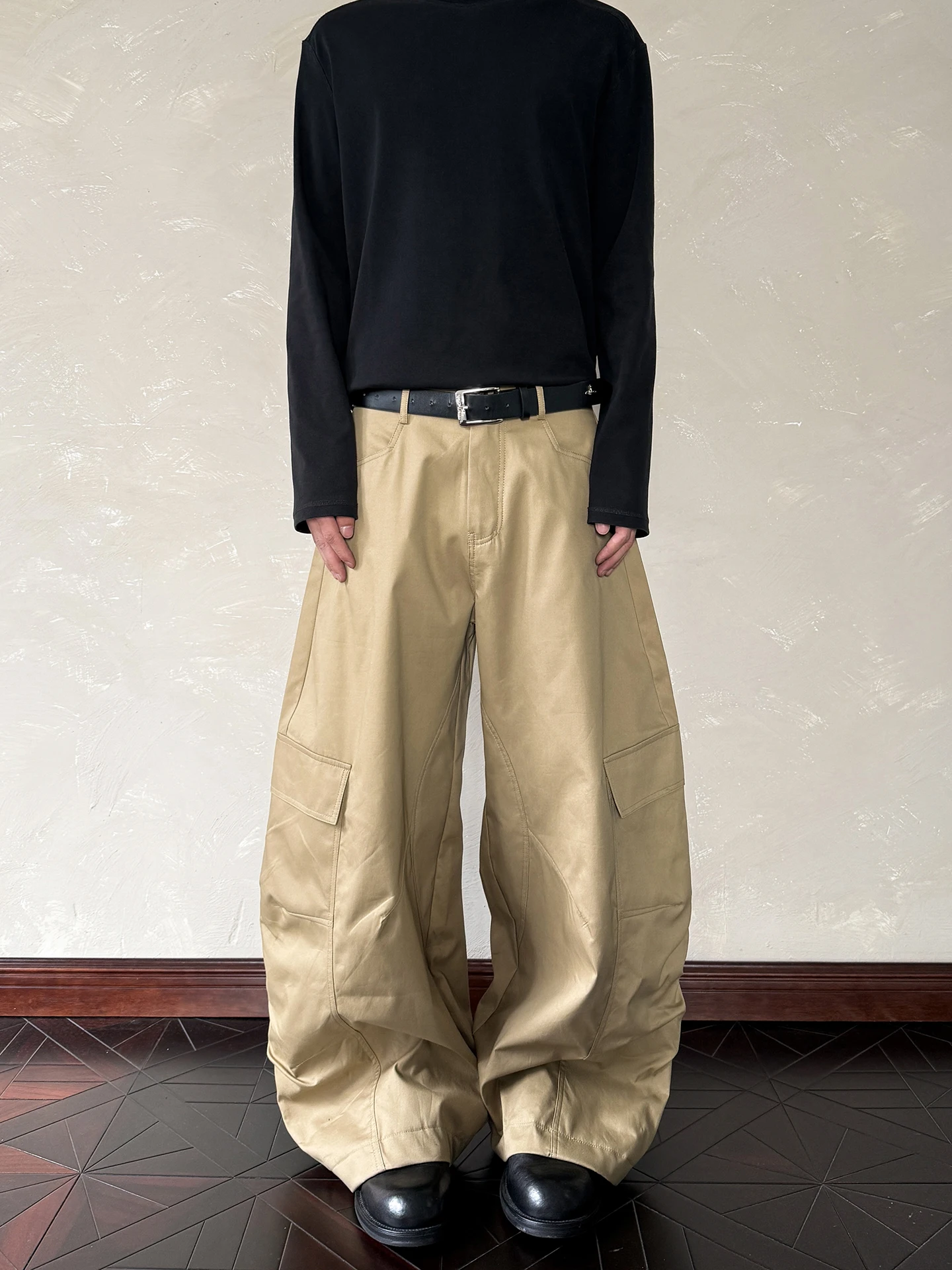 

American Retro Sle Work Pants with Large kets Knife ape Straight Leg A-Line Trousers CleanFit Silhouette Cotton Casual...