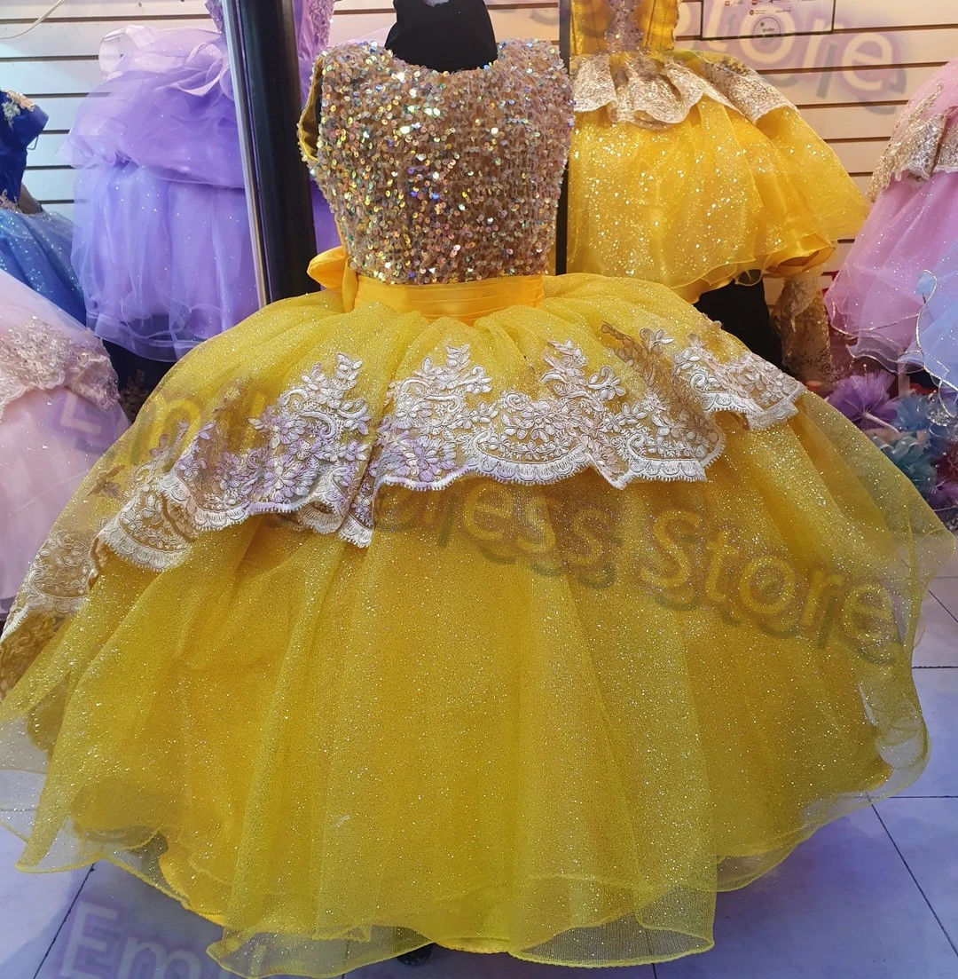 

Customized Green Flower Girl Dresses For Wedding Beaded Tulle Appliques With Bow Kids Birthday Party First Communion Ball Gown