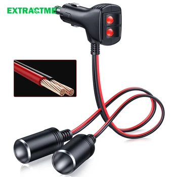 Extractme 1 ～ 2 車のシガー ライター スプリッター アダプター 電源充電器ポート 16AWG 12/24V プラグ ソケット 2 ウェイ スプリッター 10A ヒューズ付き