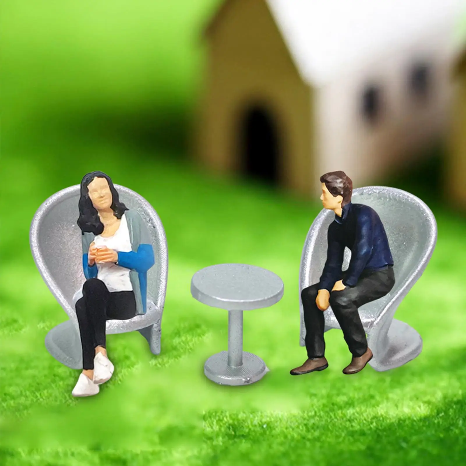 

5x 1/64 People with Round Desk Chair Set Resin Crafts S Gauge Collections