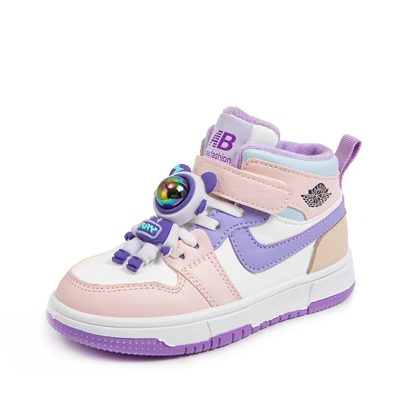 

Winter Velvet Children's Casual Sports Fashionable Princess Style Board Shoe High Top Teenage Trainers Comfortable Sneakers Girl