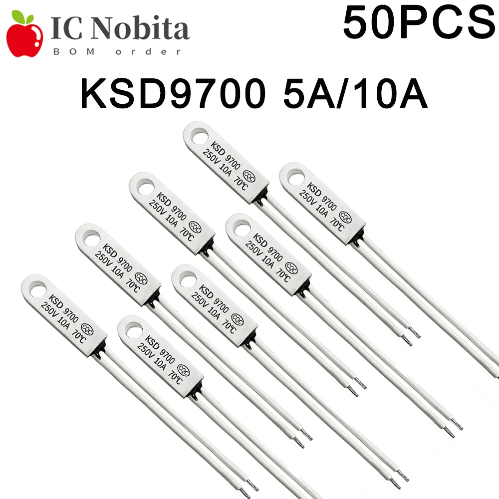 50PCS KSD9700 5A 10A 250V Thermostat Temperature Switch 40-150 Degree Temperature Fuse Ceramic Plastic Normally Closed Open