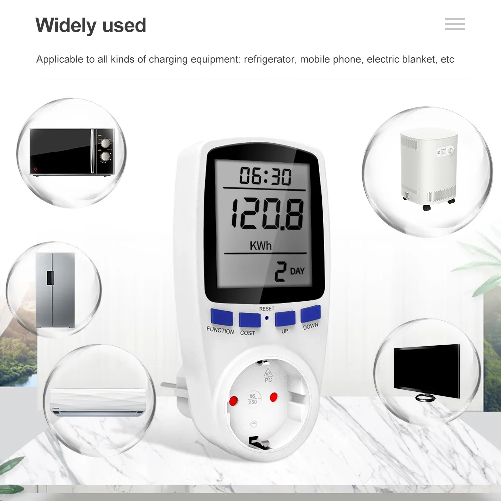 Digital Wattmeter AC 220V 110V Power Meter Electricy Consumption Energy Meter EU Plug Power Kilowatt Wattage Electricity Meter