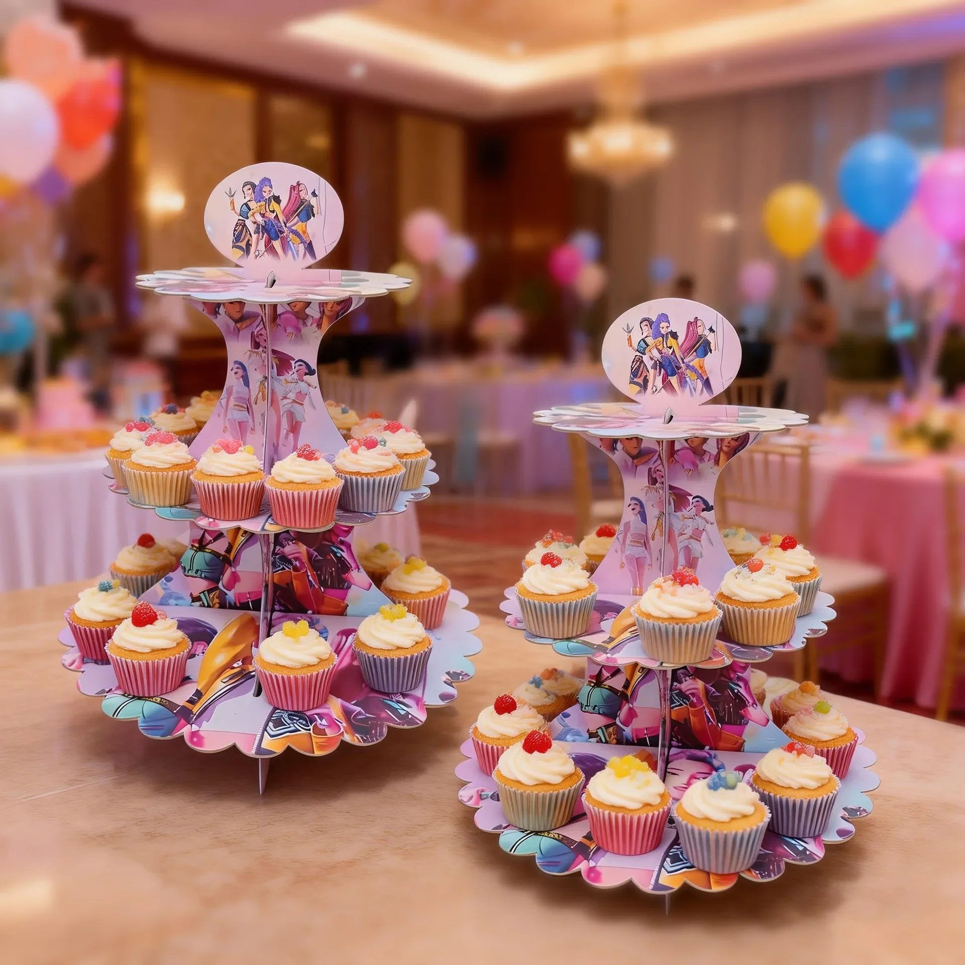Anime Lumi Mila Zoi Hexenjäger Cupcake-Ständer Einweg-Papier-Kuchenturm Dessert-Tisch-Deko Kinder Mädchen Geburtstagsparty-Zubehör – Detail 5