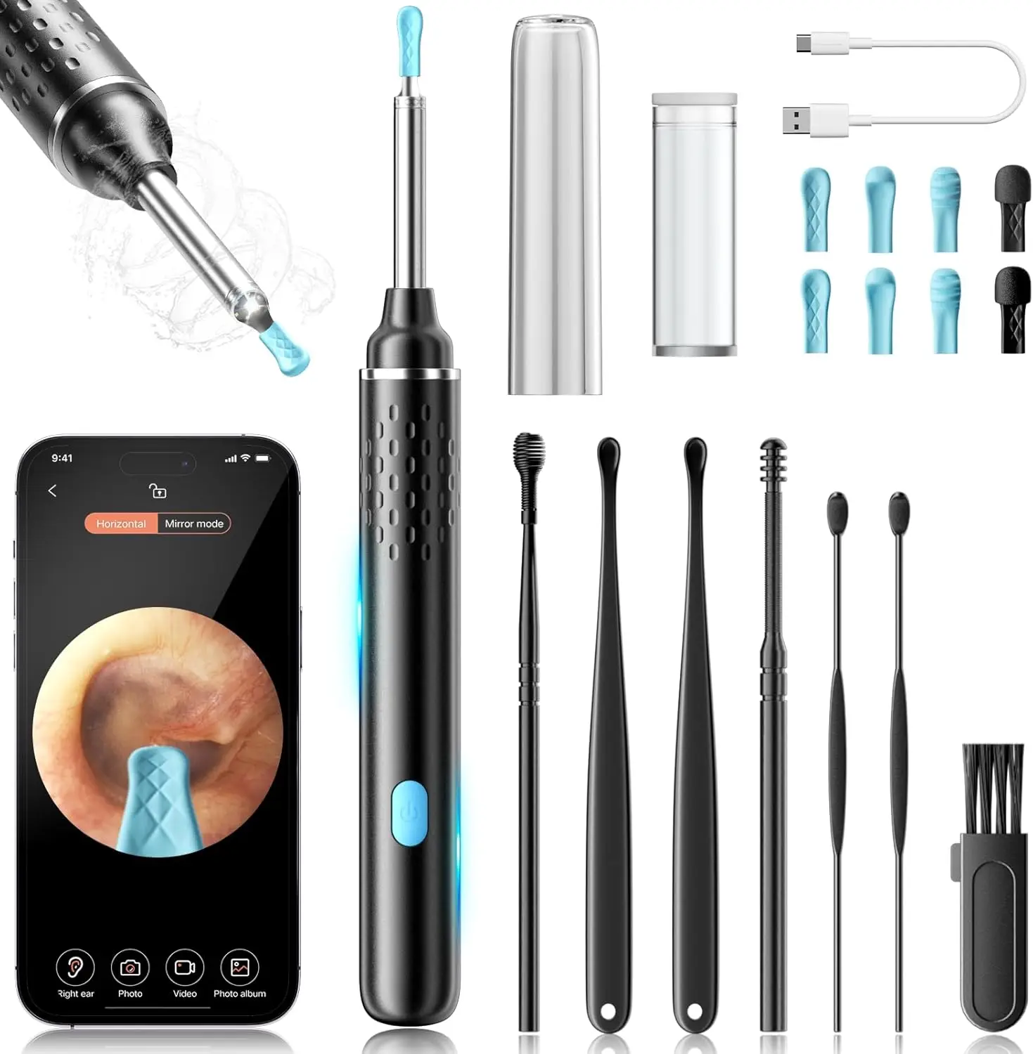 

1080P HD Ear Camera with 6 LED Lights, Safe Ear Cleaner for Kids & Adults, Compatible with iPhone iPad Android