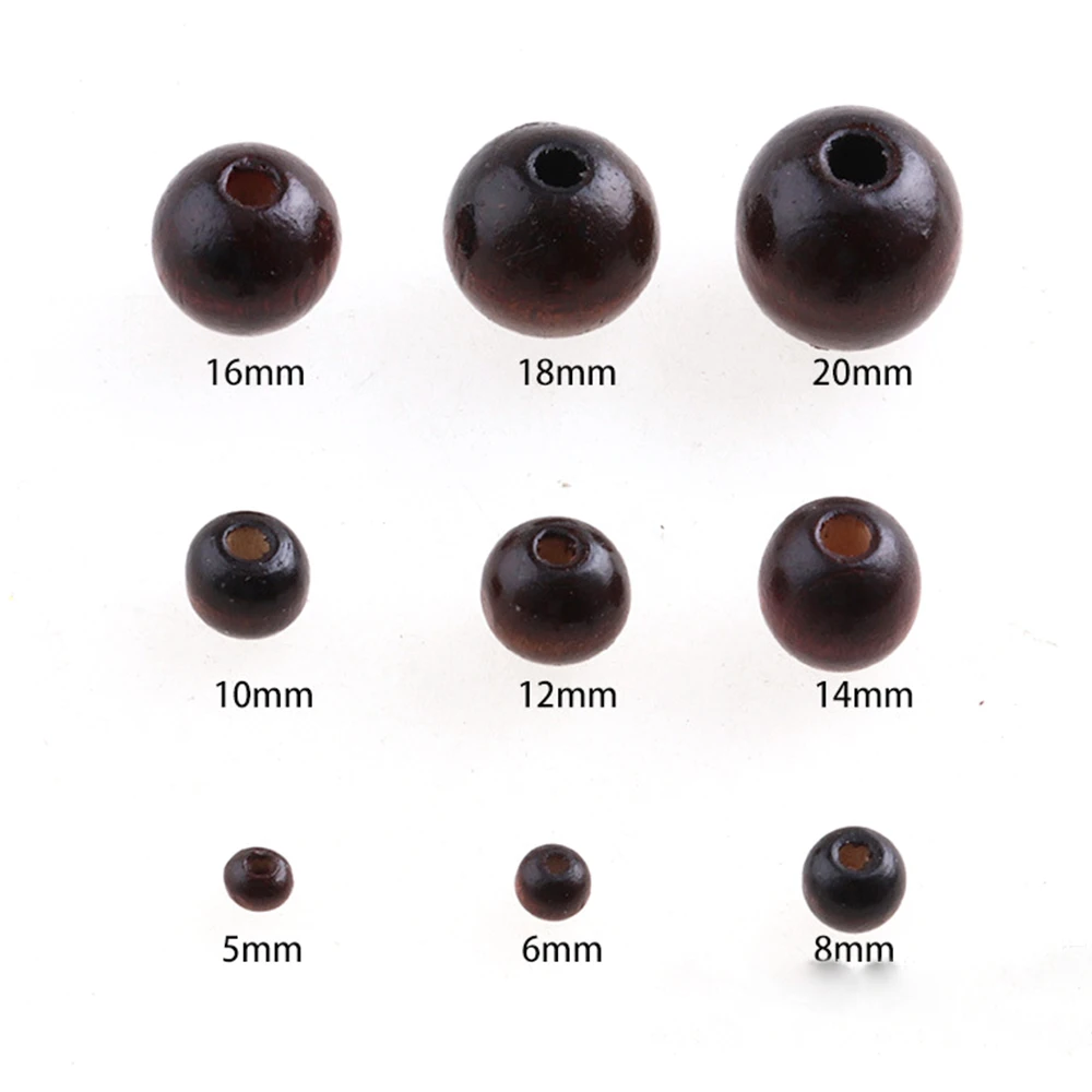 10~500pcs Brown Natural Round Wooden Beads 4/6/8/-/20MM Eco-Friendly Wood Loose Space Beads for Jewelry Making Bracelet DIY