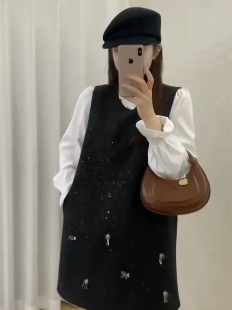 طقم نسائي طويل مكون من قطعتين من Faionable Sweet Sle طويل Sve مستدير Ne Ele Classy Spring Awakening ملابس داخلية Dr