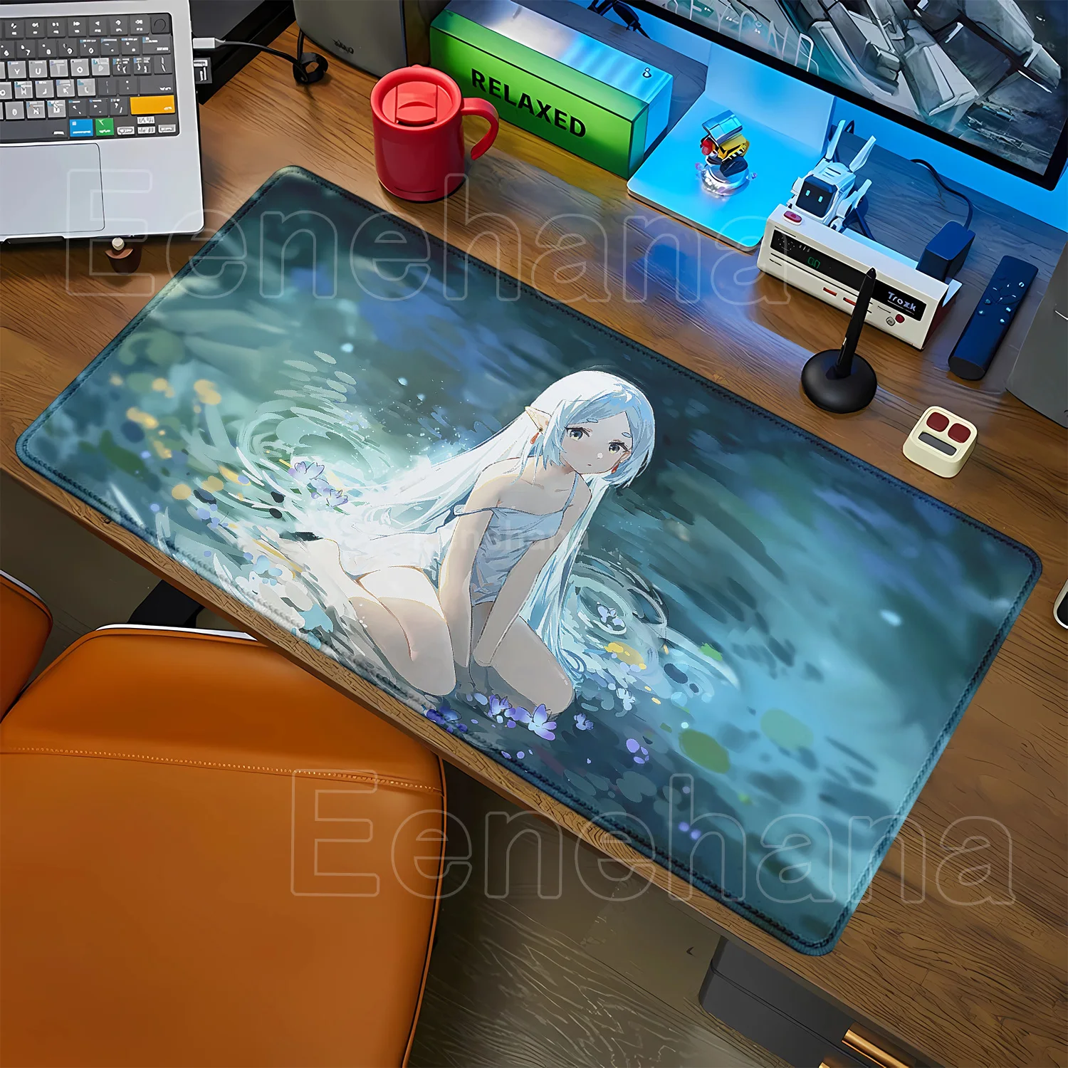 Аниме Frieren XXL коврик для мыши HD игровой большой компьютерный нескользящий коврик для мыши с замком офисные аксессуары оверлок клавиатуры настольный коврик