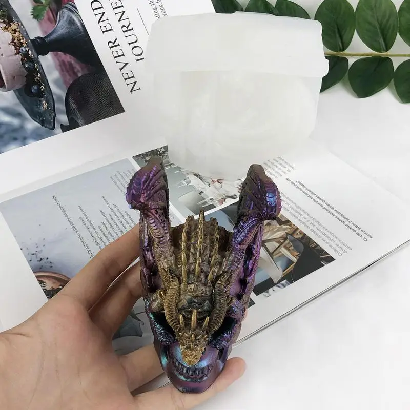 Dragon Skull Silicone Mold Carved Skull Fondant Cake Decorating Animal Epoxy Resin Mold 3D Animal Epoxy Resin Mold DIY Resin