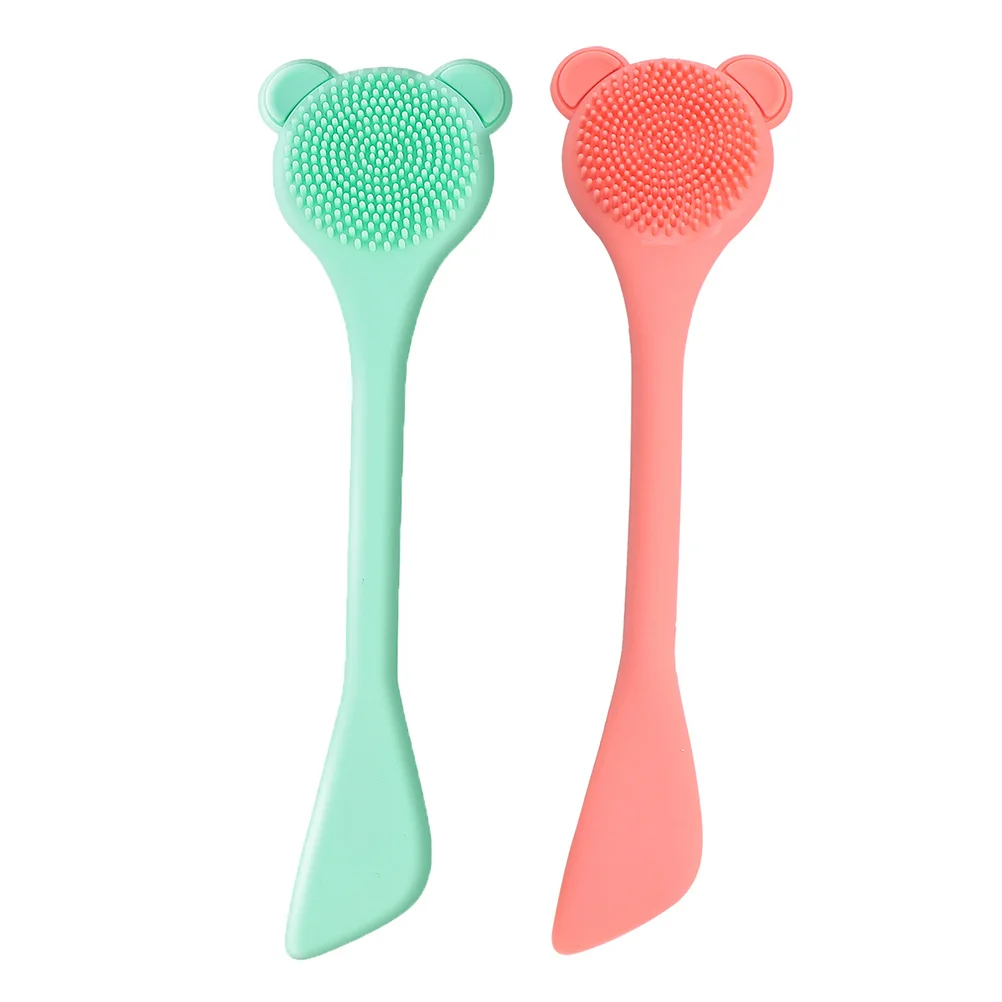 2Pcs Silicone Nose Brush Cleaner Portable Facial Scrub Tool Soft Dense Bristles Waterproof for Blackheads and Pores Cleaning