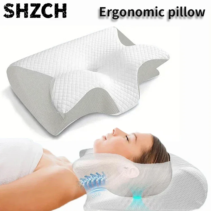 New 2 in 1 Ergonomic Memory Foam pillow Help Sleep,Protect The Neck Cervical Orthopedic Travel Neck Pillow For Sleeping For Home