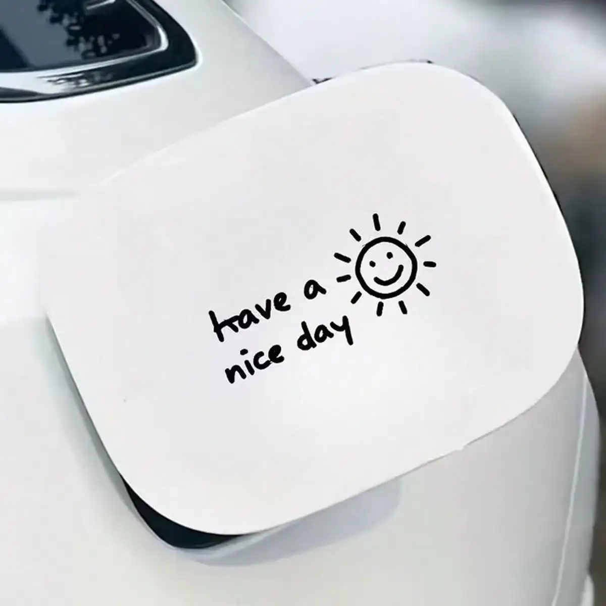 Positive Minimalist Have a Nice Day Smiling Sun Self-Adhesive White Vinyl Decal for Auto Window Bumper Laptop Styling Supplies