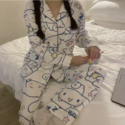 Sanrio jade cinnamon dog new pajamas long-sleeved trousers two-piece set cartoon women's pajamas silk pajamas women's loungewear