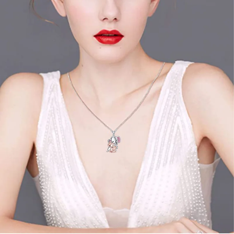 Fashion Elephant Necklace Two-color Stainless Steel Animal Pendant Engagement Necklaces for Women Animal Jewelry Halloween Gift