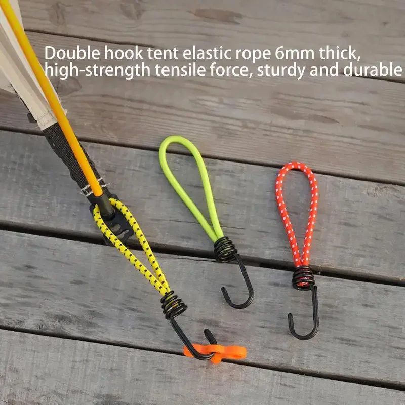 Bungee Cords with Hook Short Outdoor Elastic Camping Tarp Rope Lightweight Tarp Rope for Travel Hiking Climbing Portable Bungee