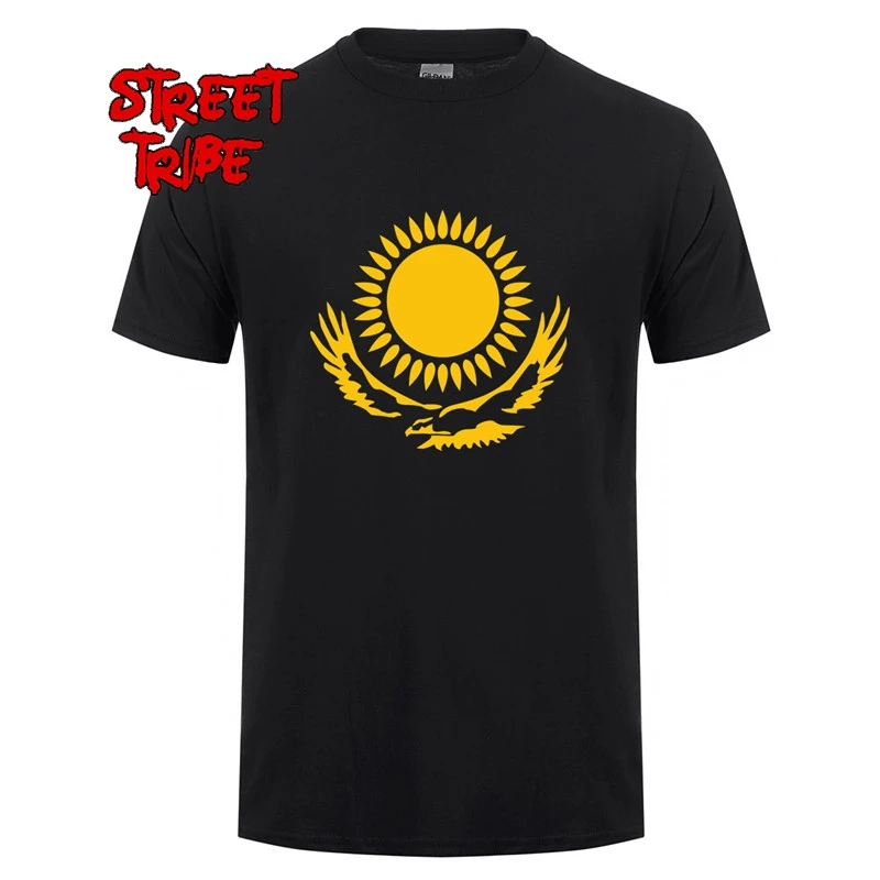 Summer Cool Kazakhstan Flag T Shirts Novelty Funny Tshirt Kazakhstan Men Clothing Crew Neck Cotton Camiseta T-shirt
