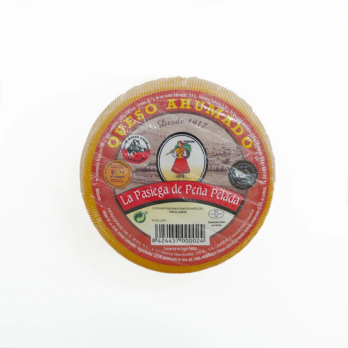 LA PASIEGA DE PEÑAPELADA Queso Ahumado Artesano (Redondo Baby 530 gr o Entero 3 kg) - Sabor Suave con Toque de Humo - Leche de Vaca Pasteurizada - Calidad Premium de Cantabria