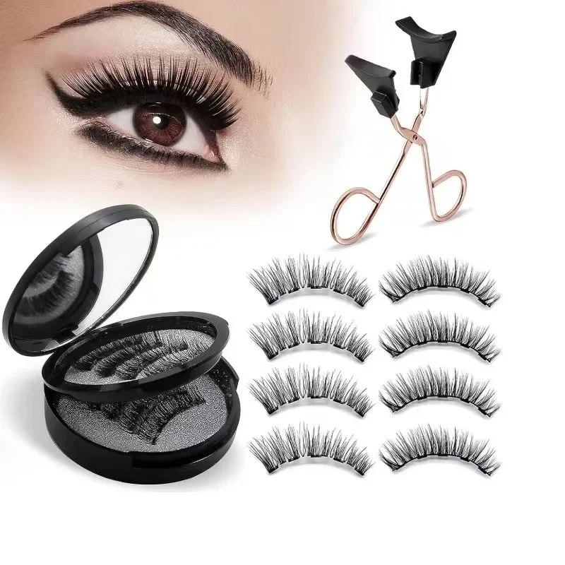 8pcs Magnetic Eyelash Kit Natural False Lashes Waterproof Eyelashes Extension Kit Reusable Wispy False Eyelashes Makeup Tools