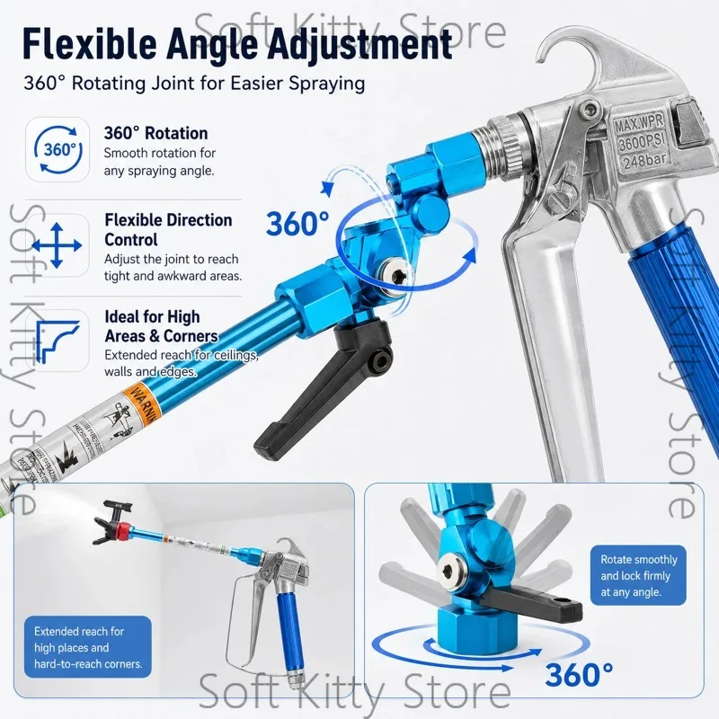 Professional 19-Piece Airless Paint Spray Gun Set High Pressure with Extension Pole, Hose, Filters and 5 Nozzles