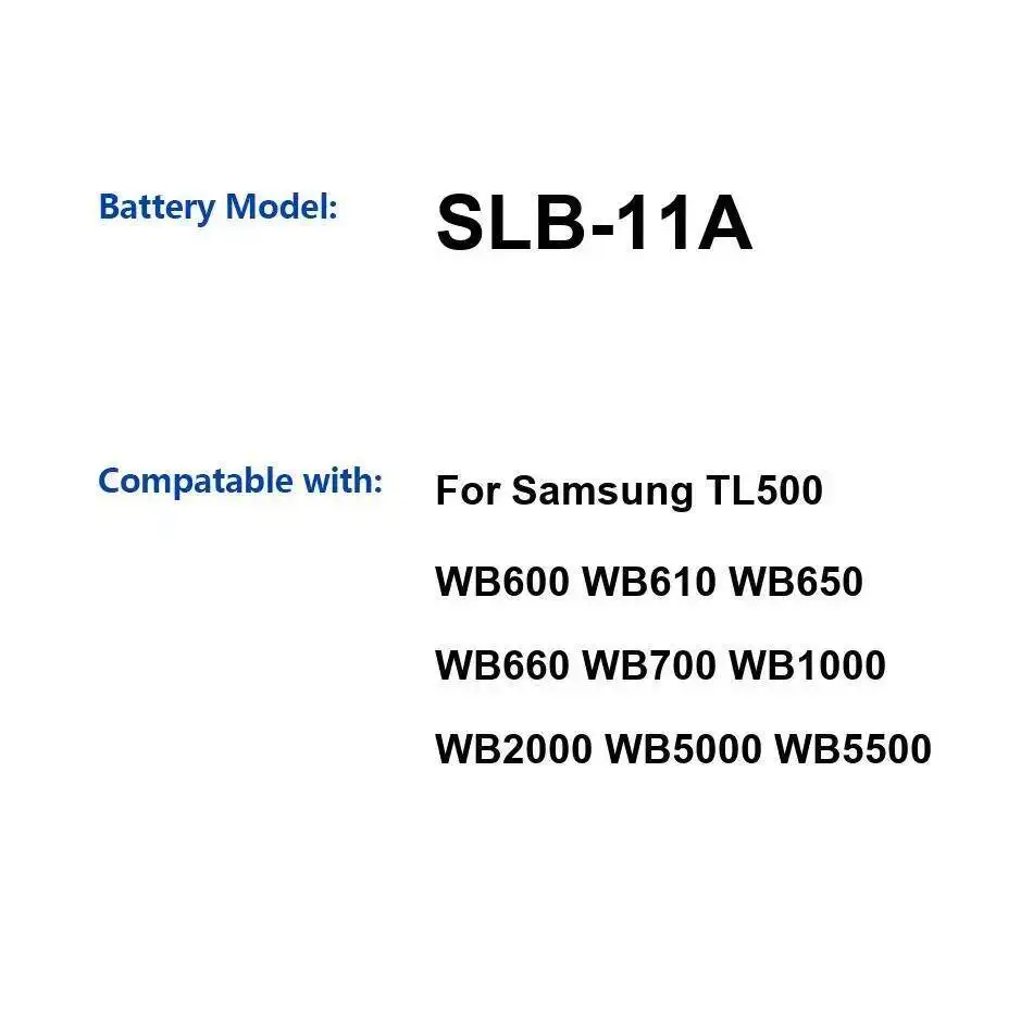 

Высокоэффективный аккумулятор для камеры 1300 мАч Slb-11A для Samsung TL500 WB600 WB610 WB650 WB660 WB700 WB1000 WB2000 WB5000 WB5500