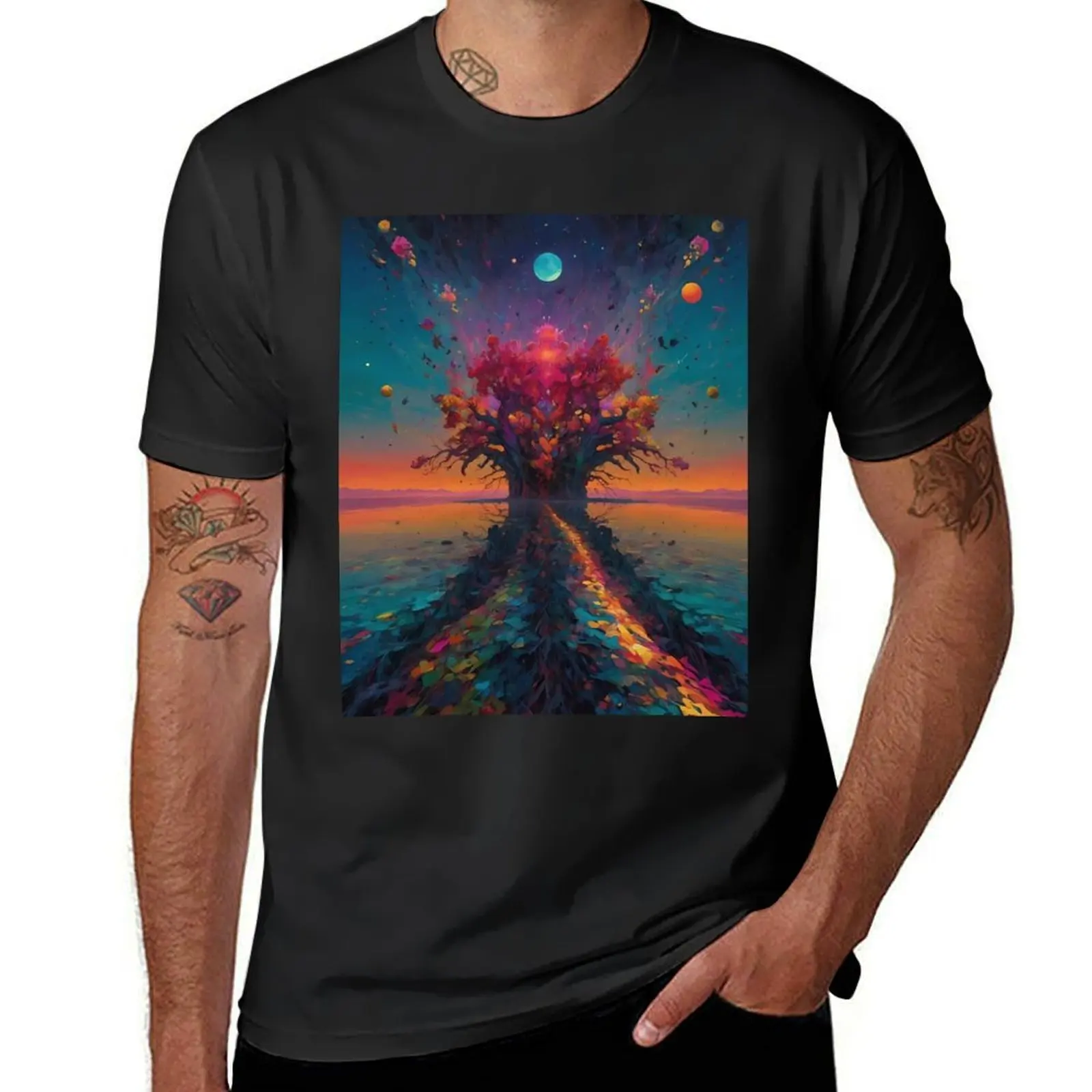 Cosmic Arboretum: A Celestial Symphony T-Shirt tees cute tops tops mens tall t shirts