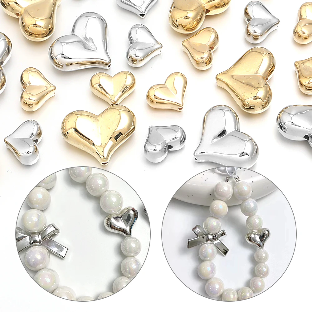 

20-30pcs/lot CCB Sweet Heart Beads Love Shape Loose Spacer Beads For Jewelry Making DIY Necklace Bracelet Accessories
