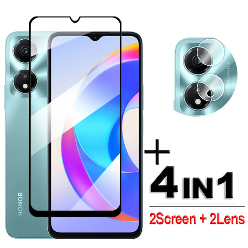 

4in1 For Honor X5 Plus Glass For Honor X6A X7A X8A X9 X8 X7 X6 X5 Plus Tempered Glass 2.5D Full Cover Screen Protector Film