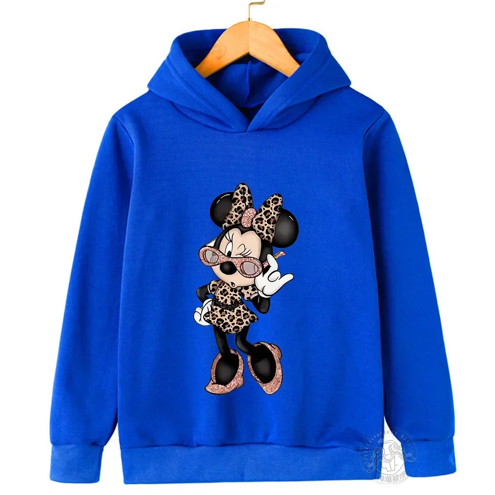 Disney Minnie Harajuku Children\'s Hoodie Girls Clothing Boys Infant Clothing Spring Autumn New Warm Sportswear Street Casual