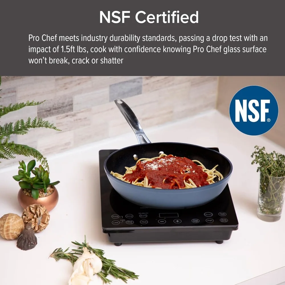 Induction Portable Cooktop, Heating Coil, Temp Adjustable, for Commercial & Professional Settings, NSF-Certified, Glass Surface