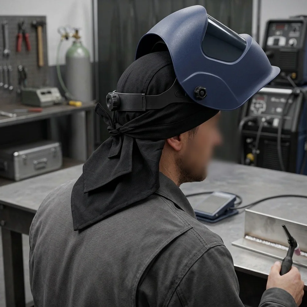 Flame Resistant Protective Hood with Ergonomic Fit and Extended Neck Coverage for Welding Grinding and Metal Fabrication