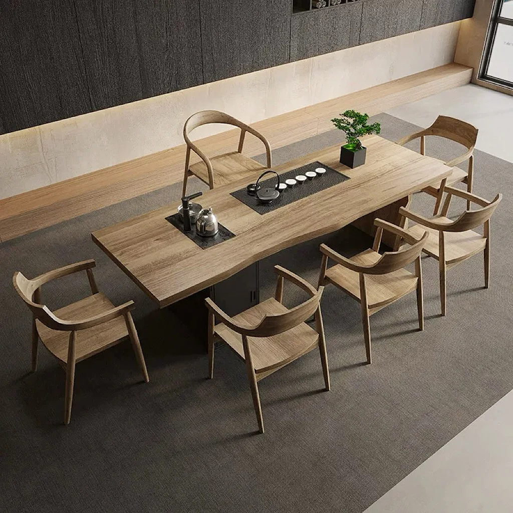 All solid wood wooden stools complete set of tables and chairs embedded in integrated coffee table tea table integrated table
