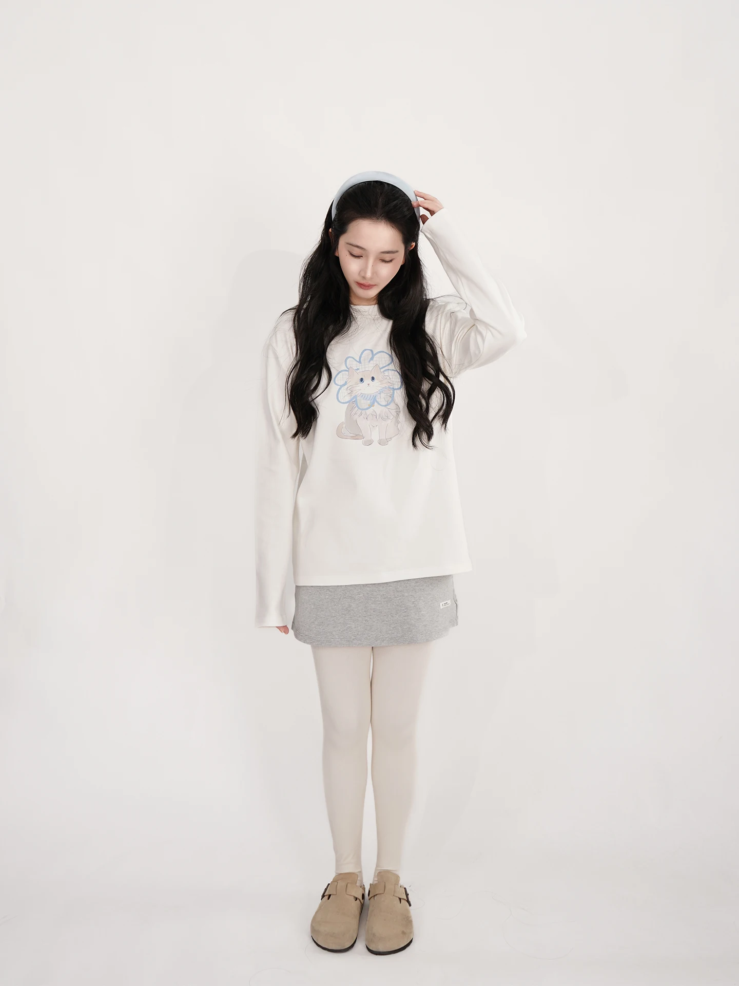 

JELLY Q Original Cute Print Long Sve Loose Casual Women's T-irt Cotton Base irt Versatile Comfortable Fem Top