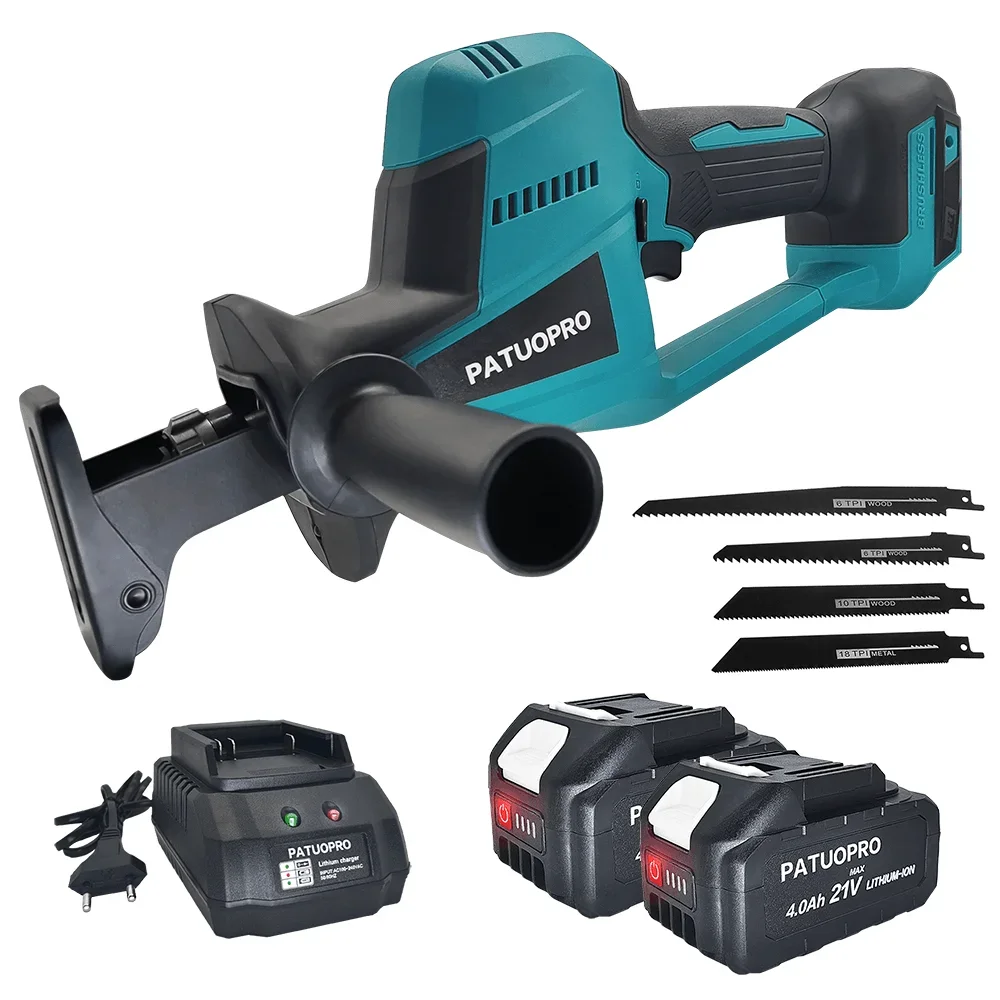 PATUOPRO Brushless Reciprocating Saw Cordless Portable Electric Saw Metal Wood Pipe Cutting Power Tools For Makita 18V Battery