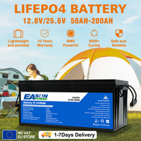 EASUN 12V 24V 100AH 200AH LiFePO4 Battery Pack Grade A Quality Solar Battery with BMS Rechargeable Lithium Bateria EU Stock