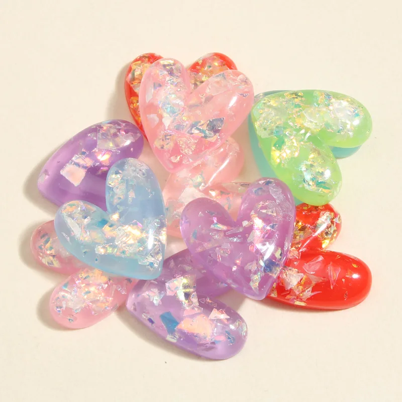 5pcs 20x19mm Random Mix Colorful Resin Heart Charms Love Pendant For DIY Handmade Necklaces Earrings Jewelry Making Accessories