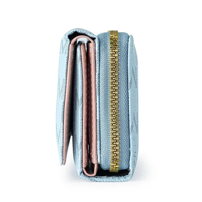 Threefold Zipper Wallet with Letter Pattern, Stylish Multi Color Card Holders & Wrist Straps, Purse for Women Chic Everyday Use* view 5