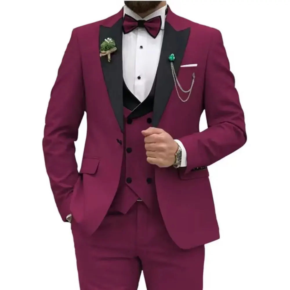 Men's Three-piece Suit Set Groom Wedding Banquet Plus Size Slim Fit Blazer For Men Multicolor