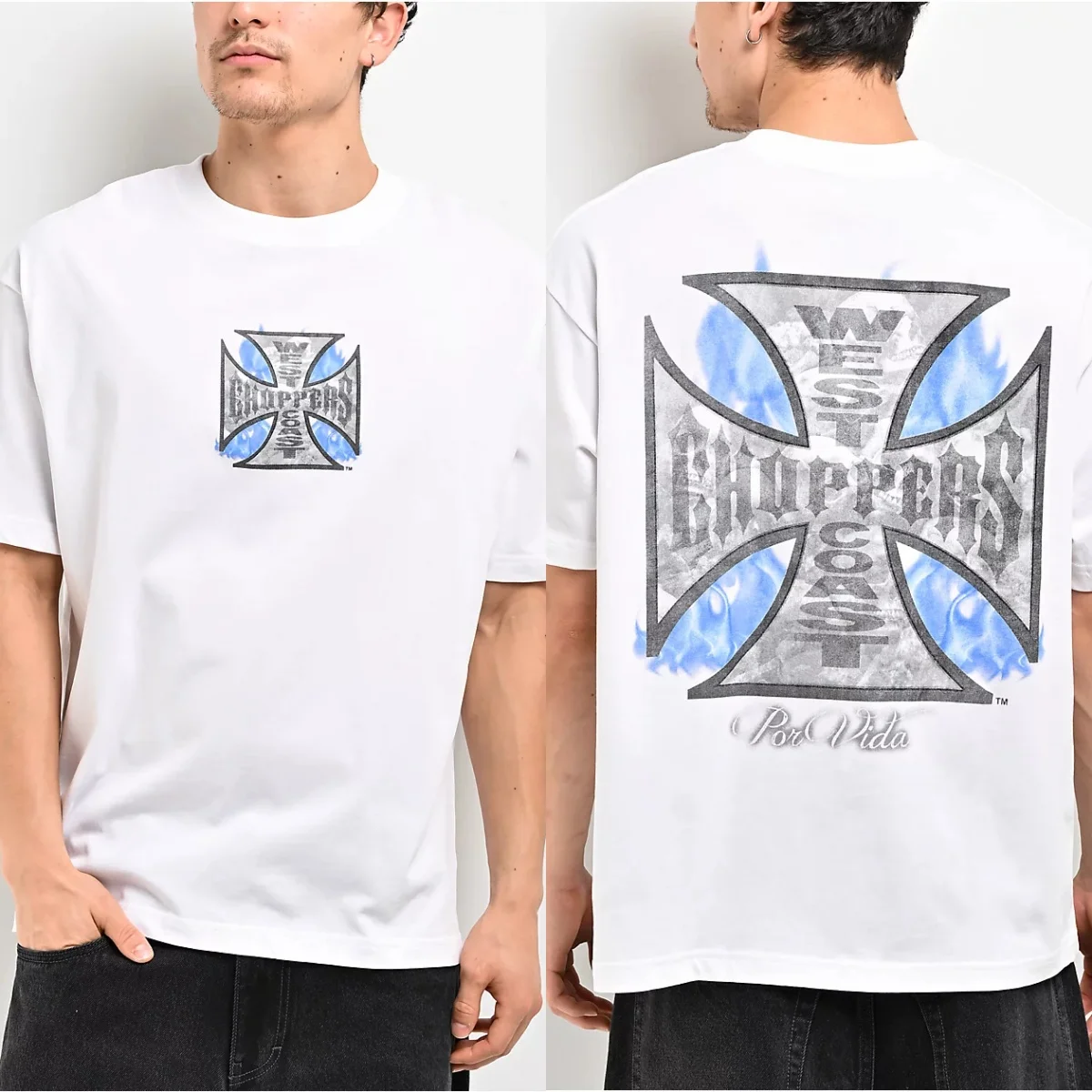West Coast Choppers Scorched White T-Shirt Graphic Cotton Tee Printing High-end Luxury Unisex Style Both of Men and Women