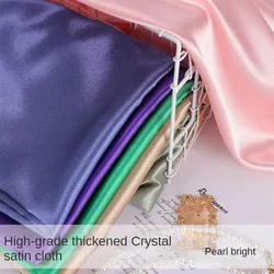 Thickened Glossy Satin Fabric for Wedding Dress Clothes Headwear Scene Decoration Sewing Cloth Smooth Soft Plain Pink White Red