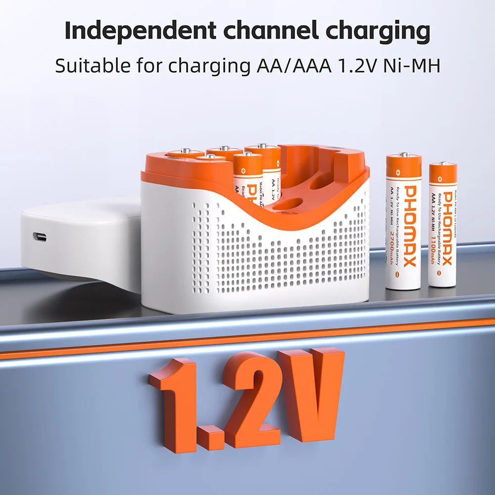 PHOMAX AA/AAA Ni-MH Battery Charger 1.2V 2700mAh 1100mAh Rechargeable Battery For Watch Toy Calculator Car Remote Control Clock