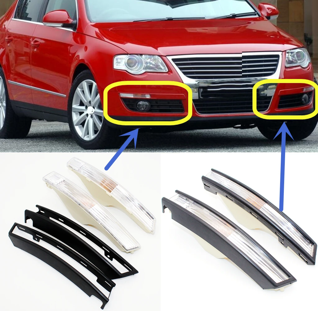 For VW Passat B6 Sedan & Variant 2006 2007 2008 2009 2010 2011 Front Bumper Turn Signal Indicator Light NO Bulbs Grille Support