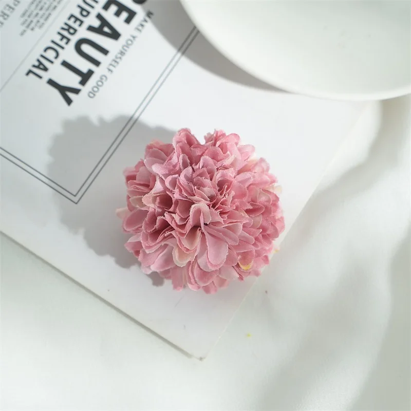 20pcs 5cm Silk Carnation Artificial pompom Flower Head Hydrangea Home wedding Decoration DIY Scrapbooking Fake Flower Wreaths