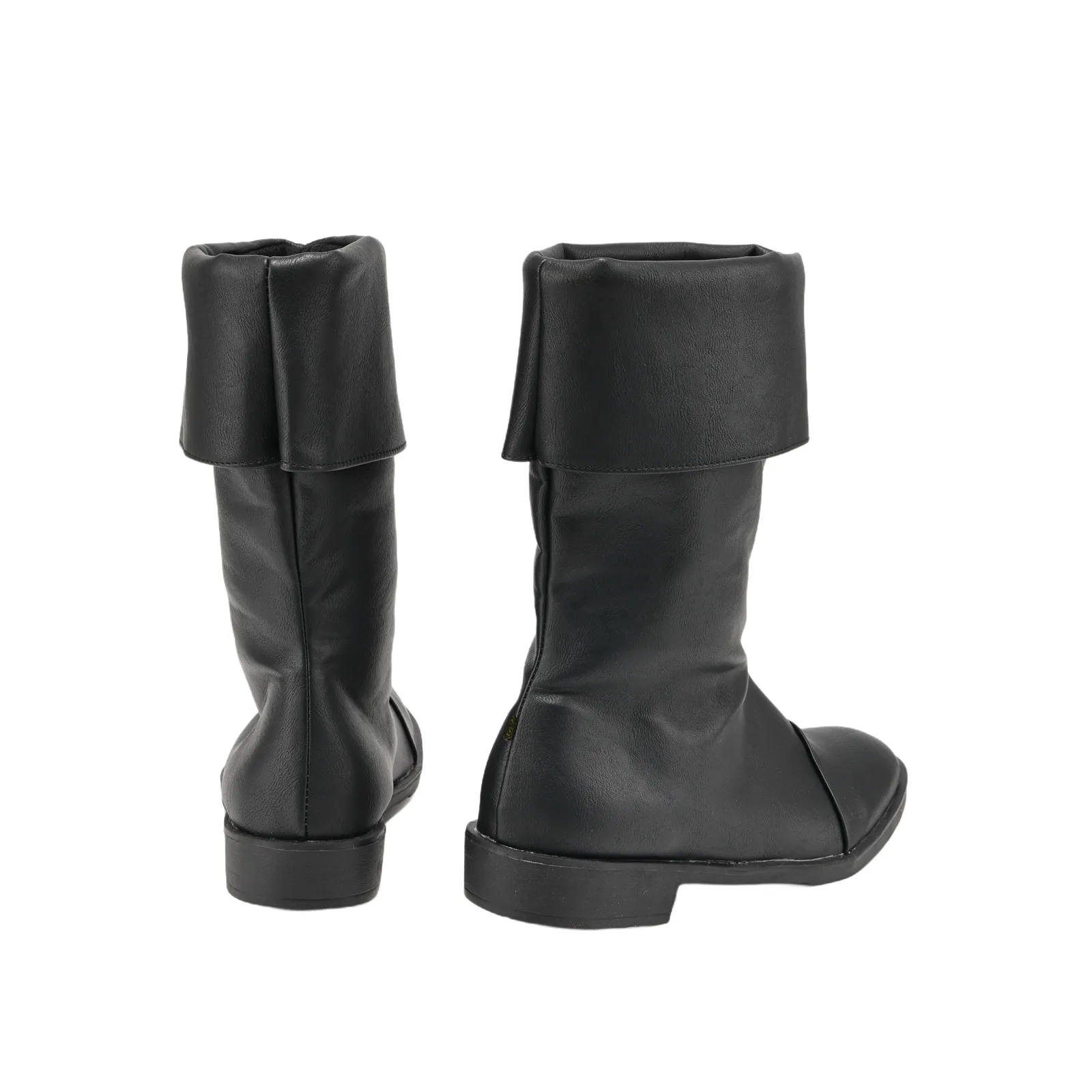 Männer mittelalterliche Wikinger Piraten Stiefel Kragen Ritter Pull On Mitte Wade Stiefel niedrigen Absatz dicken Boden Anti Slip Halloween Kostüm Schuhe