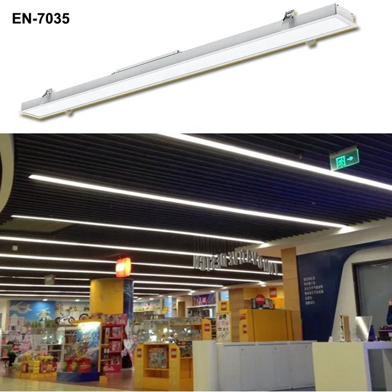 Linkable Recessed Led Linear Light CRI80 IP20 for Office Canteen Supermarket