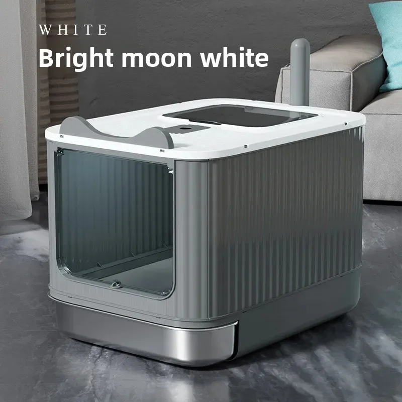 

XXL Stainless Steel Drawer Anti Splash Odor Control Antibacterial Easy Clean Automatic Self Cleaning Enclosed Cat Litter Box