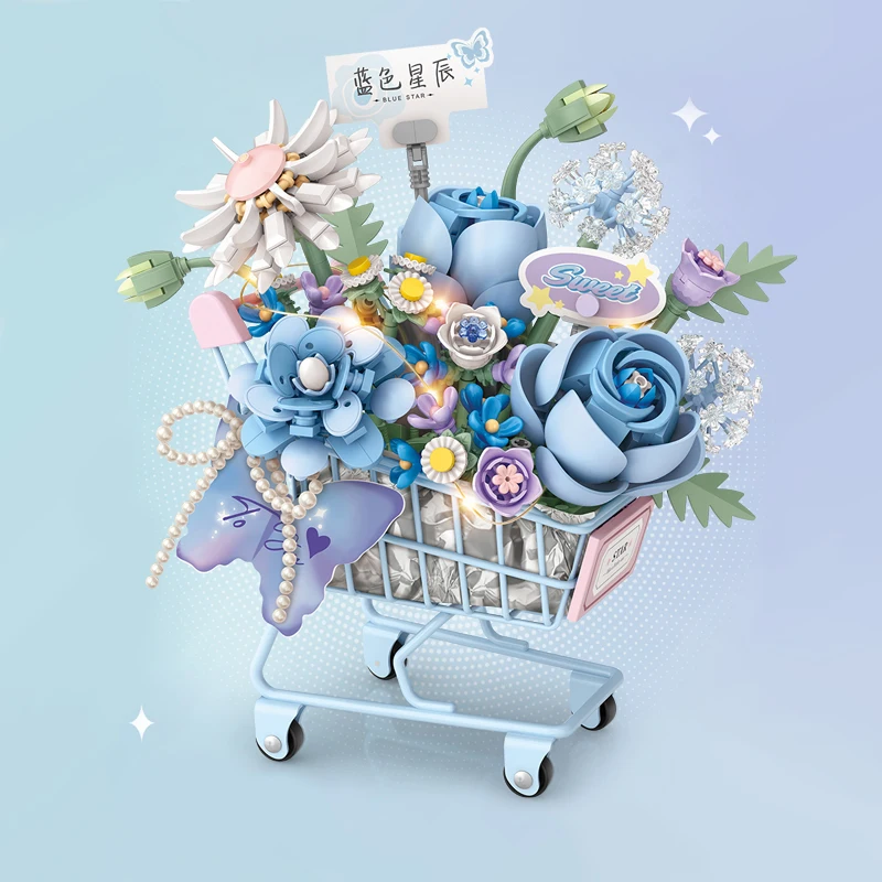 LOZ Romantic Valentine's Day Building Blocks Toys Flower Model Assembly DIY Simulated Bouquet Ornament Girl's Birthday Gift