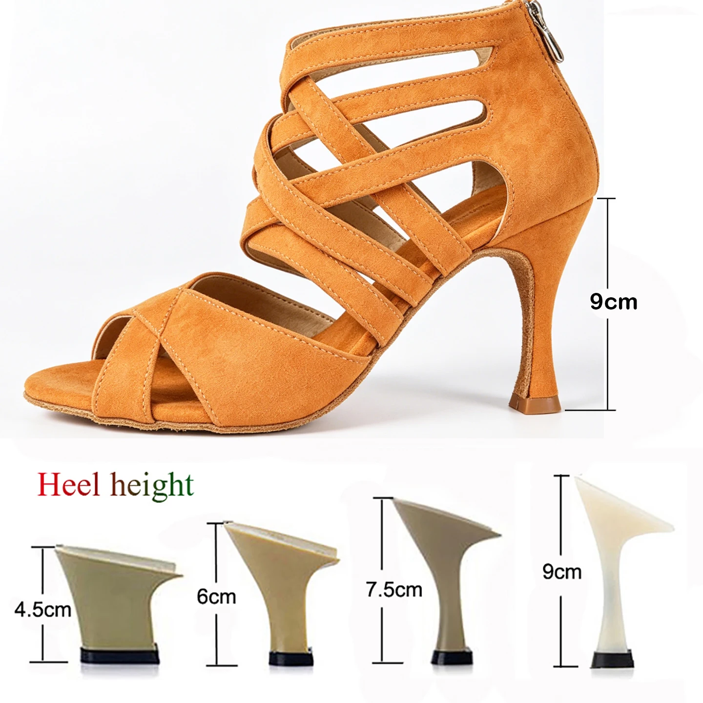 Women's Yellow Suede Latin Dance Shoes – High Heel Salsa, Tango & Ballroom Party Shoes for Indoor & Outdoor Use