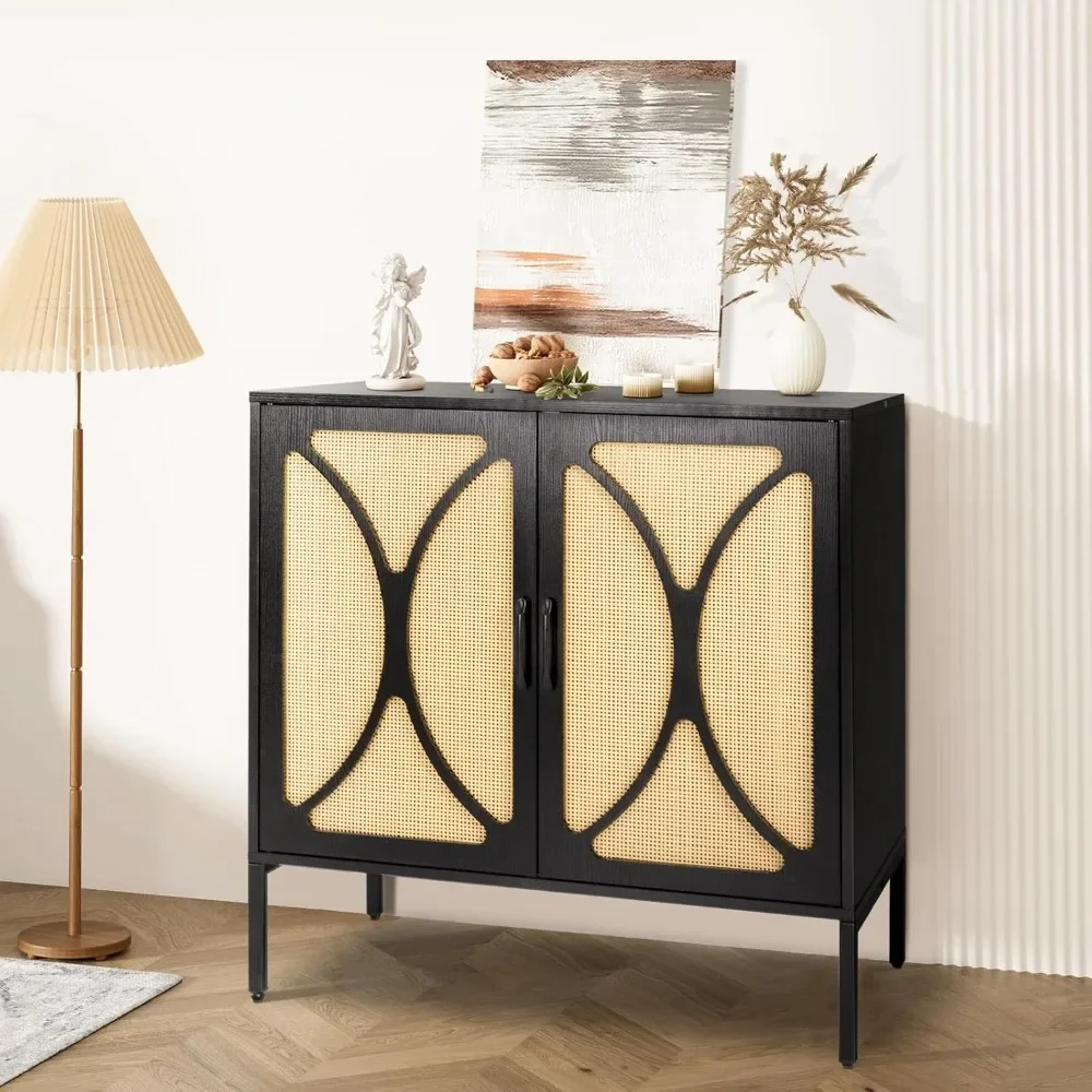 

Stylish Storage Cabinet with Doors - Black Buffet Cabinet with Adjustable Shelves | Accent Sideboards & Buffets for Efficient St