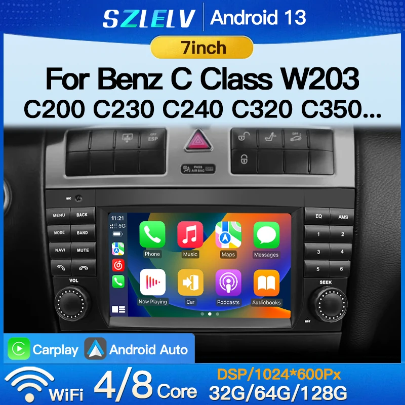 

For Mercedes Benz W203 Class W169 B Class W245 Vito W639 GPS Navigation WIFI Android 13 Wireless Carplay Car Play Android Auto
